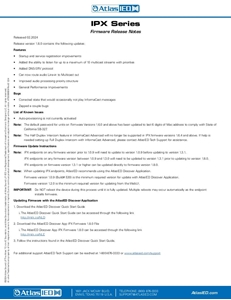 IPX Series Firmware Release Notes (1 page)